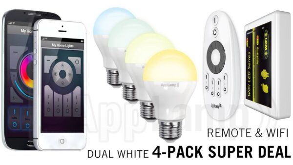 Mi·Light Mi-light 6W Dual White E27 Set van 4 Wifi LED Lampen Starterskit - led-lighting-store.nl