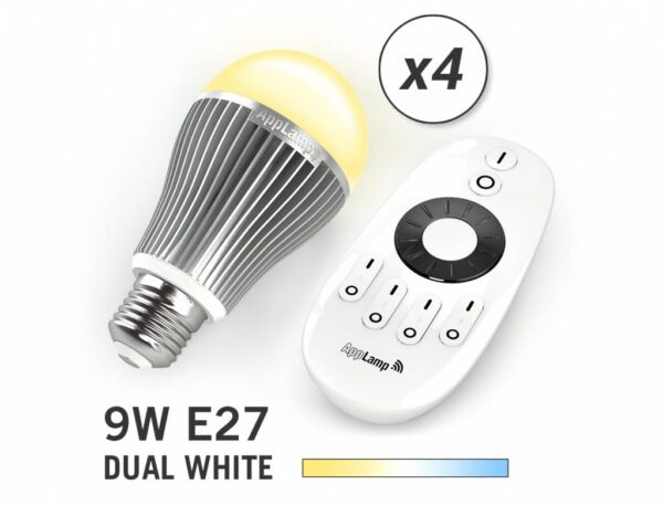 Mi·Light Mi-light 9W Dual White E27 Set van 4 Wifi LED Lampen - led-lighting-store.nl